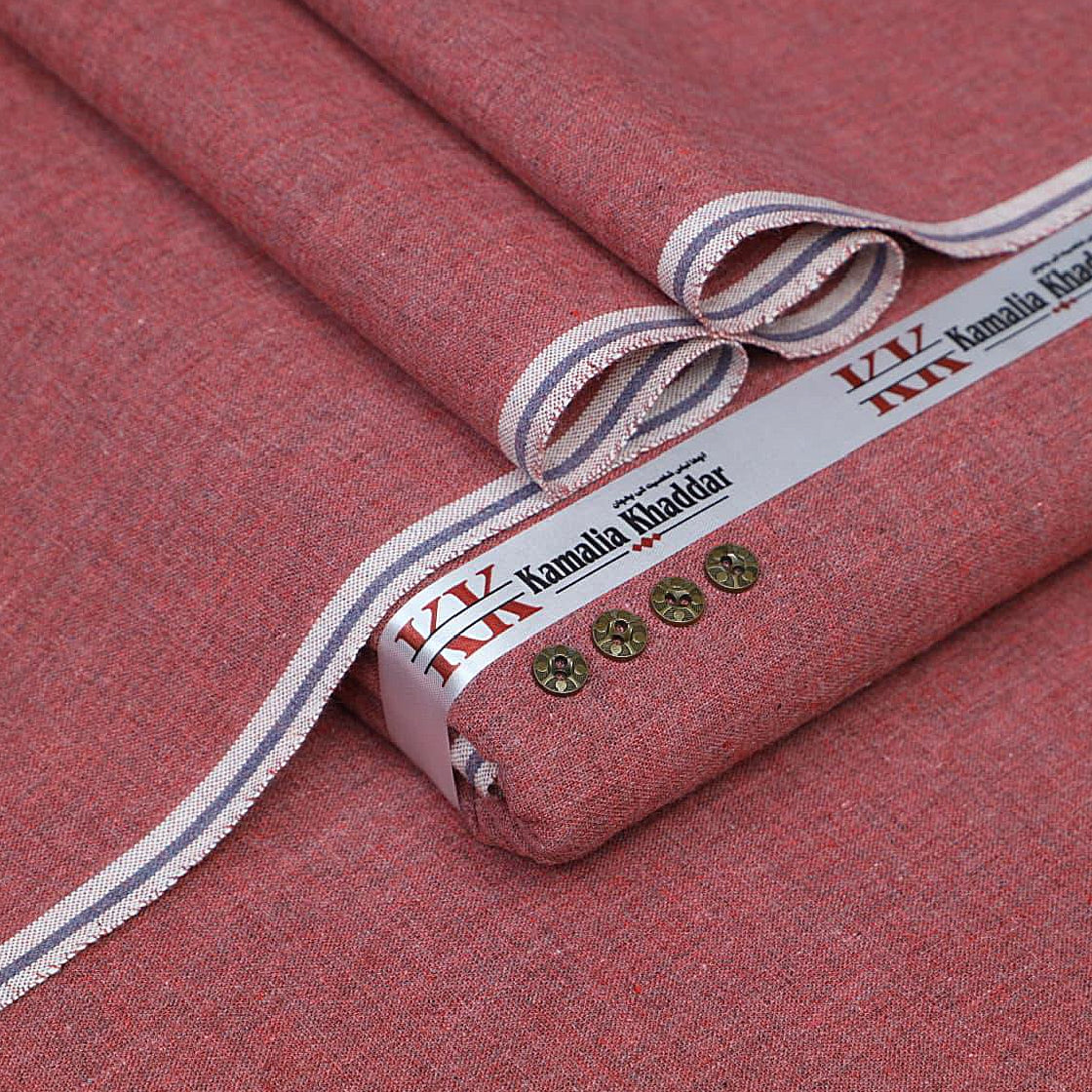 𝙂𝘿-07 Red Die – Kamalia Khaddar Winter Heritage Khaddi ’25 | 100% Cotton | 7-Meter Unstitched | Free Delivery Pakistan