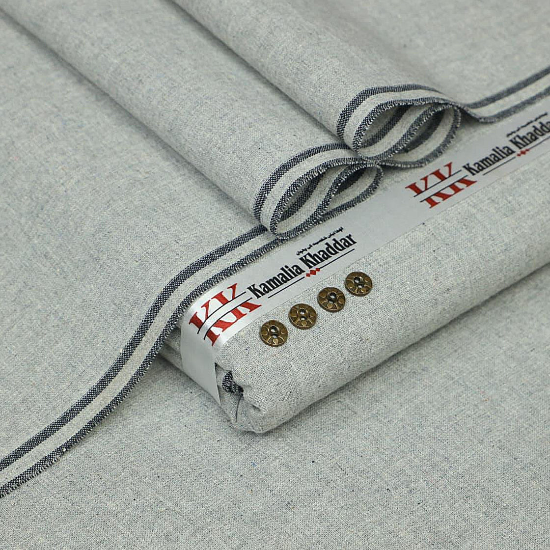 Kamalia Khaddar Gray Die Winter Khaddi Suit – 100% Pure Cotton | Code 𝙂𝘿-05 | Winter Heritage Khaddi ’25 | Premium Unstitched 7-Meter Fabric