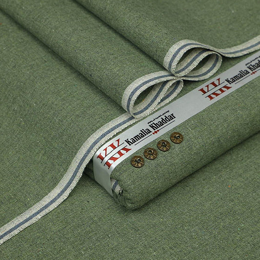 Kamalia Khaddar Green Die Winter Khaddi Suit (𝙂𝘿_03) – 100% Cotton Premium Unstitched Fabric | 7 Meters | Color Guarantee | Winter Heritage Khaddi 2025 Collection